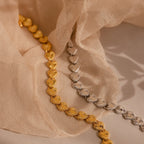 Ribbed Heart Link Bracelet