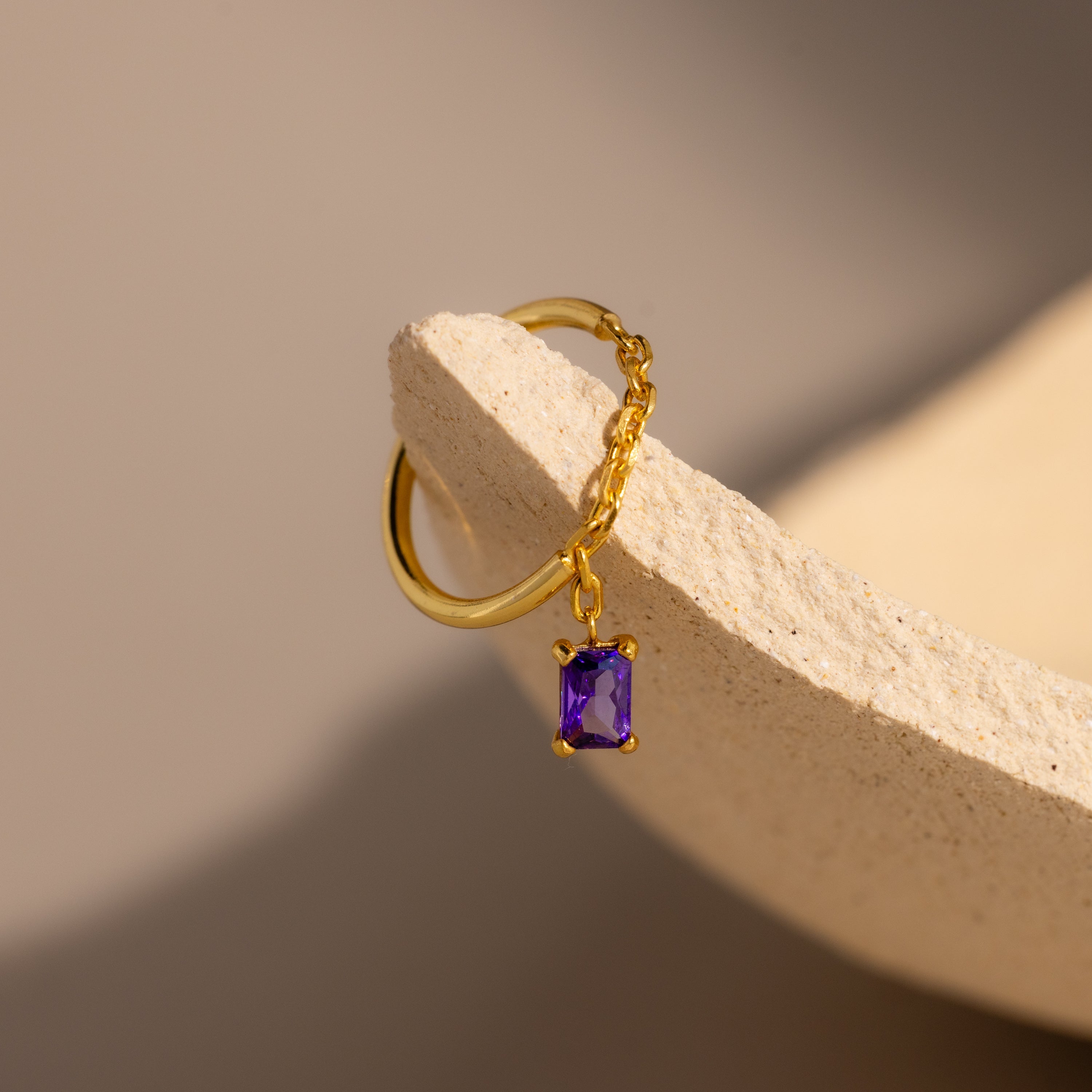 Birthstone Drop Chain Ring