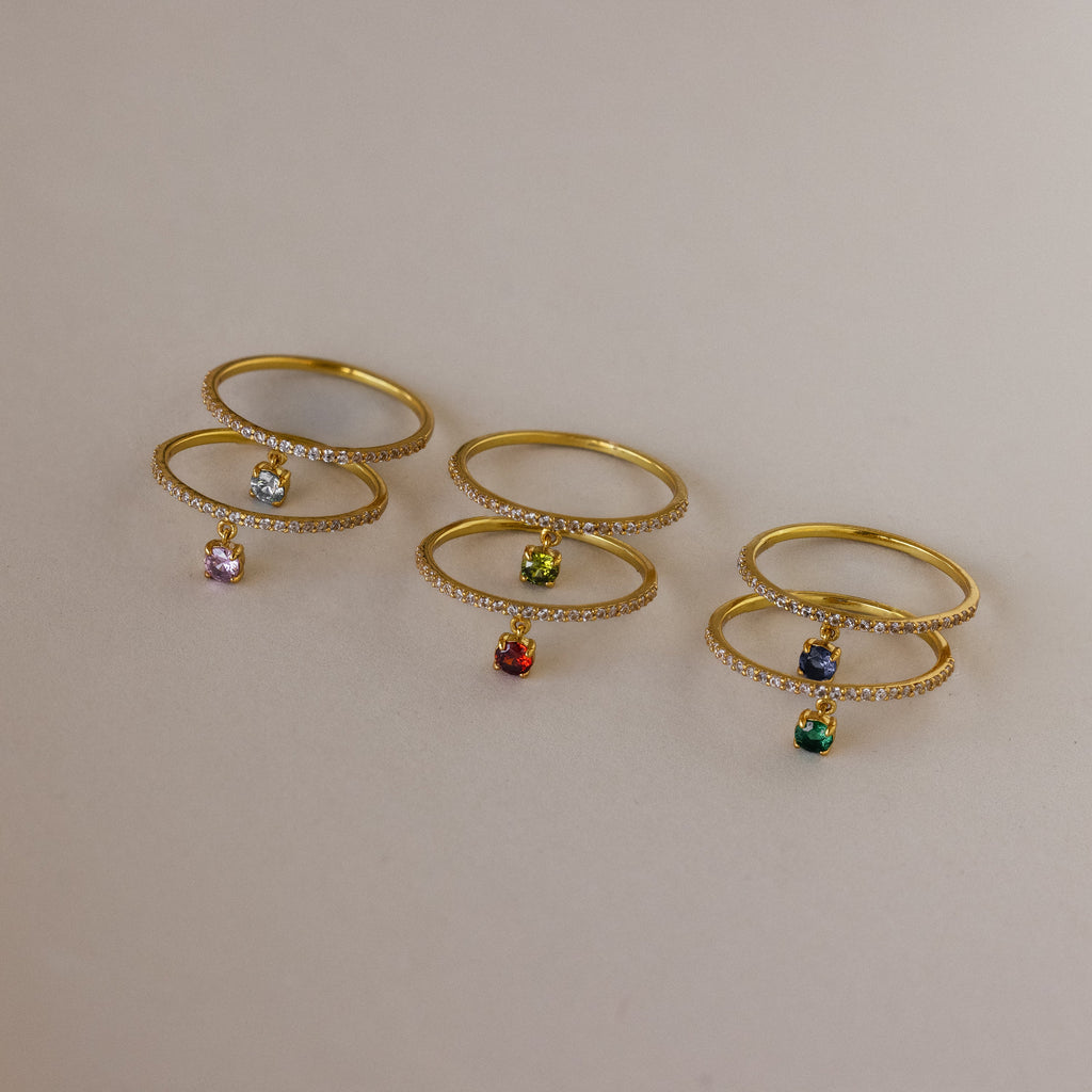 Pave Birthstone Drop Ring