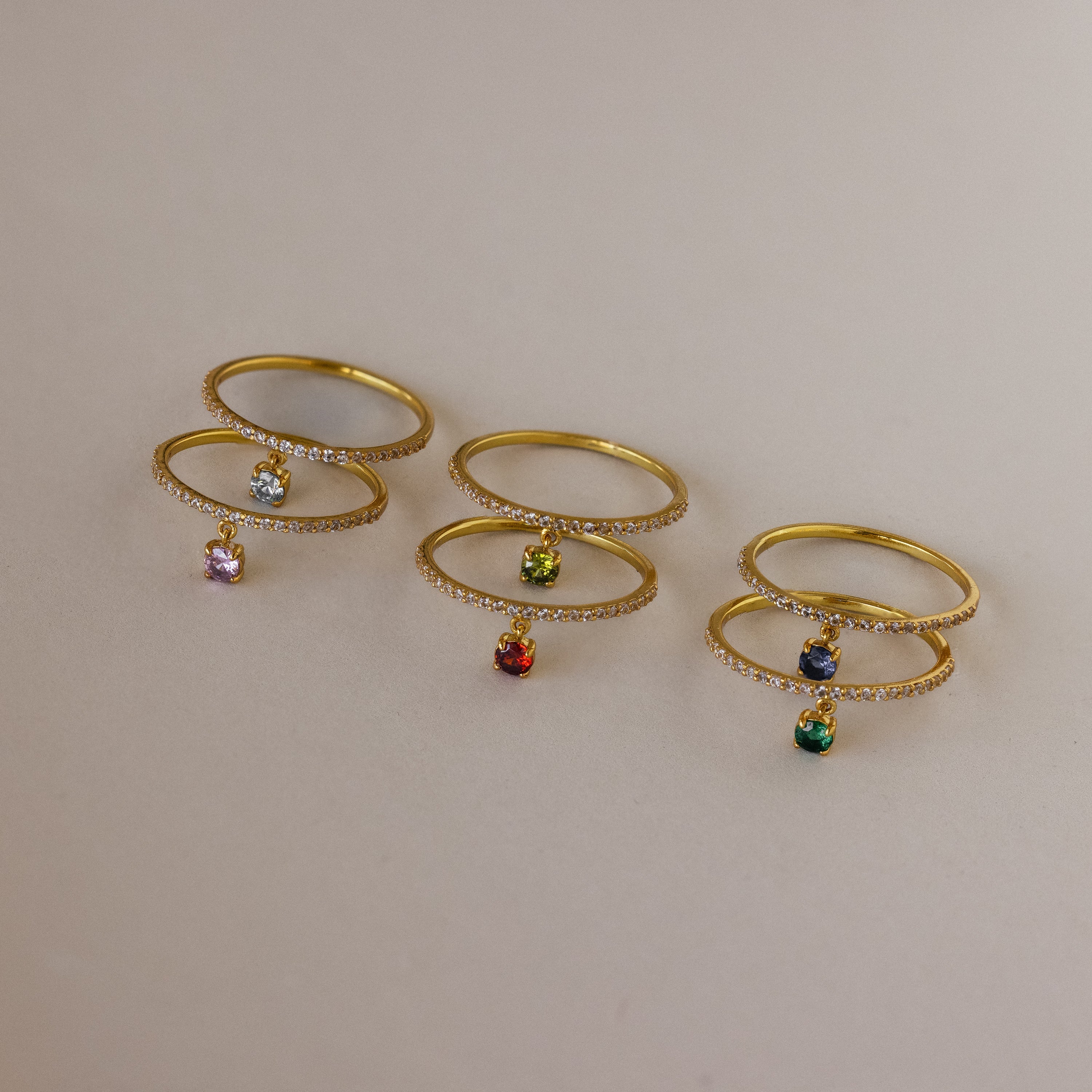 Pave Birthstone Drop Ring