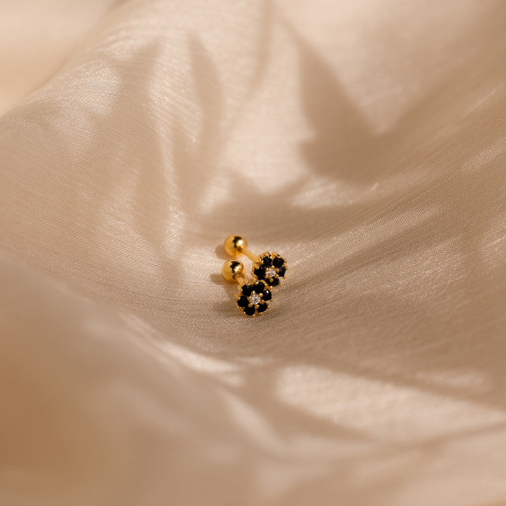 Onyx Flower Studs