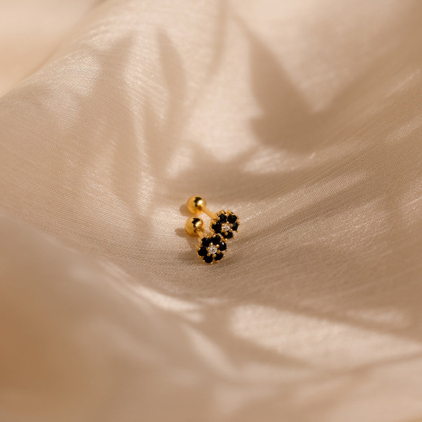 Onyx Flower Studs