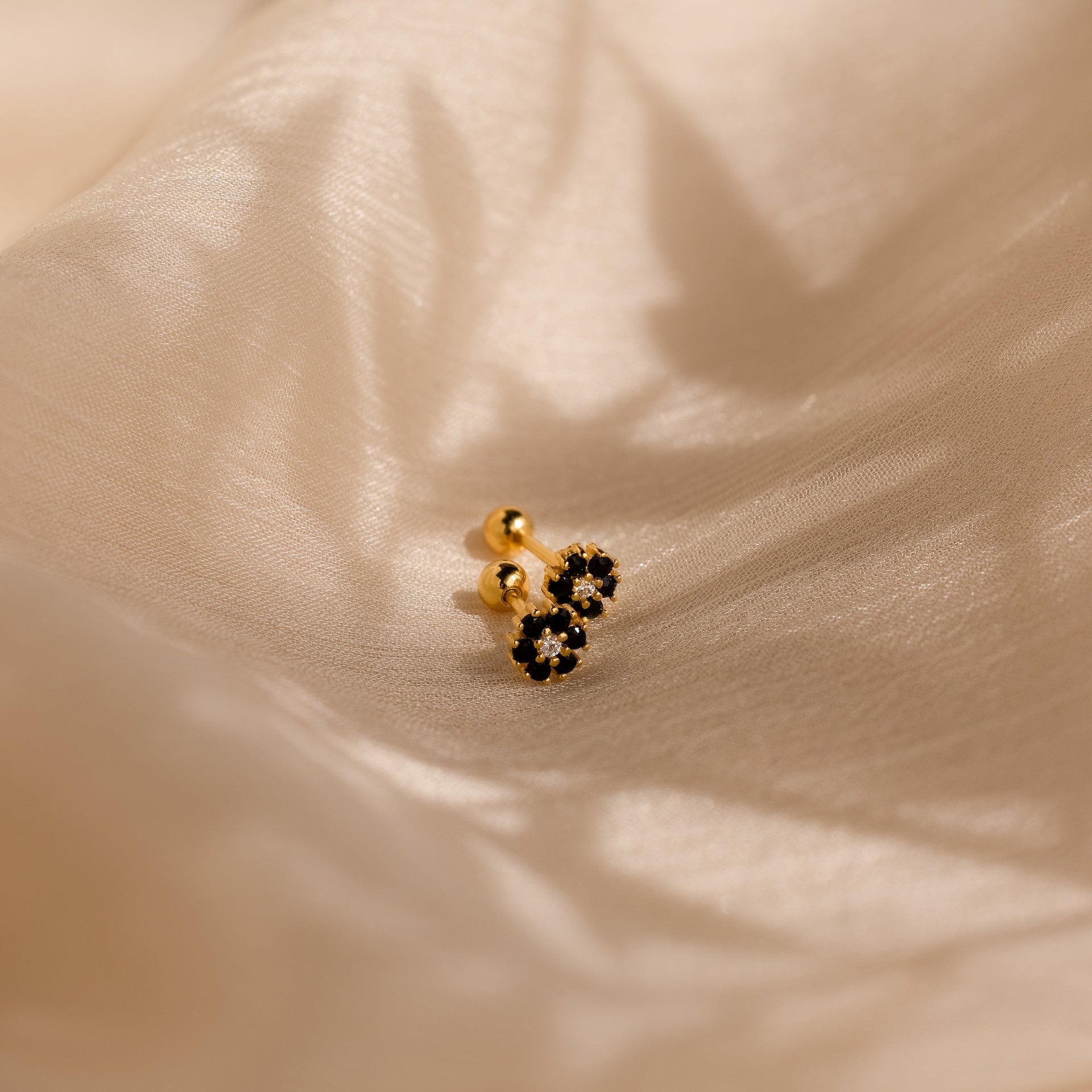 Onyx Flower Studs