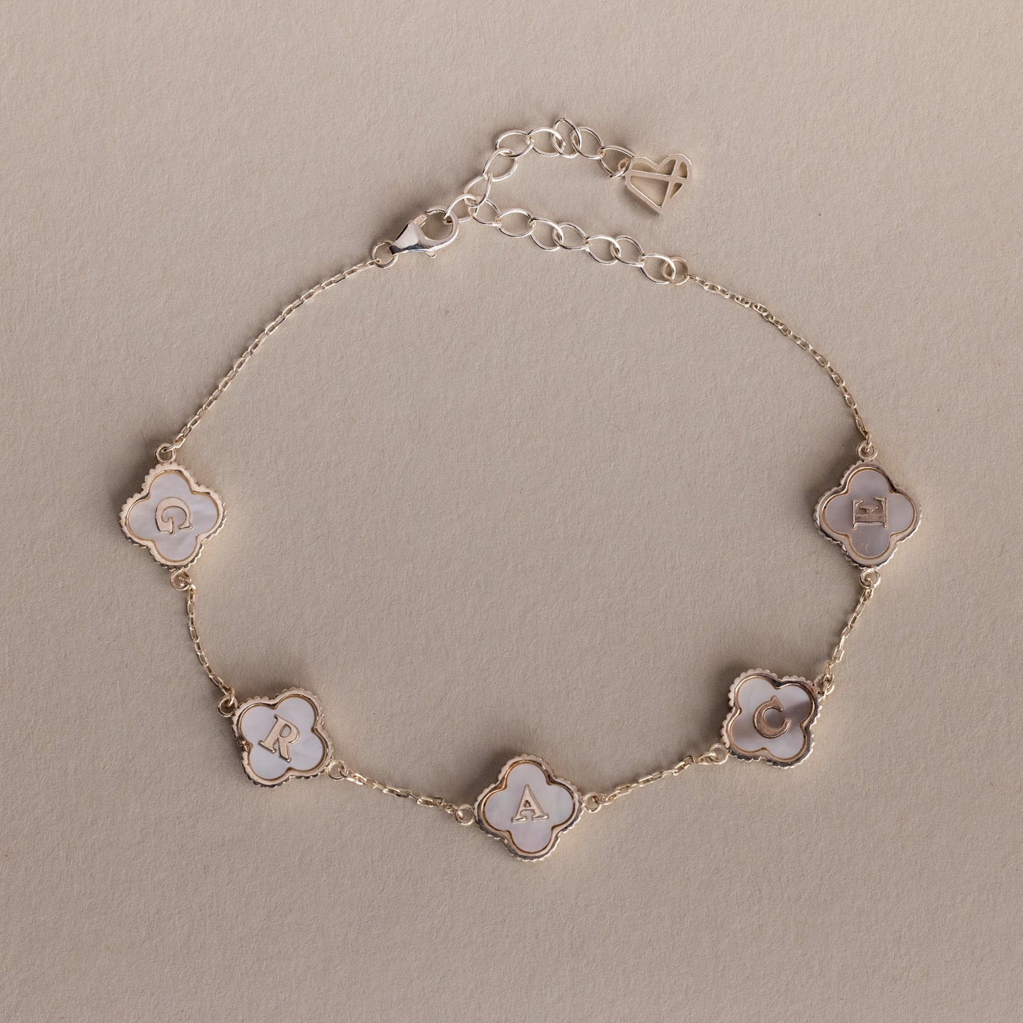 Pearl Clover Letter Bracelet