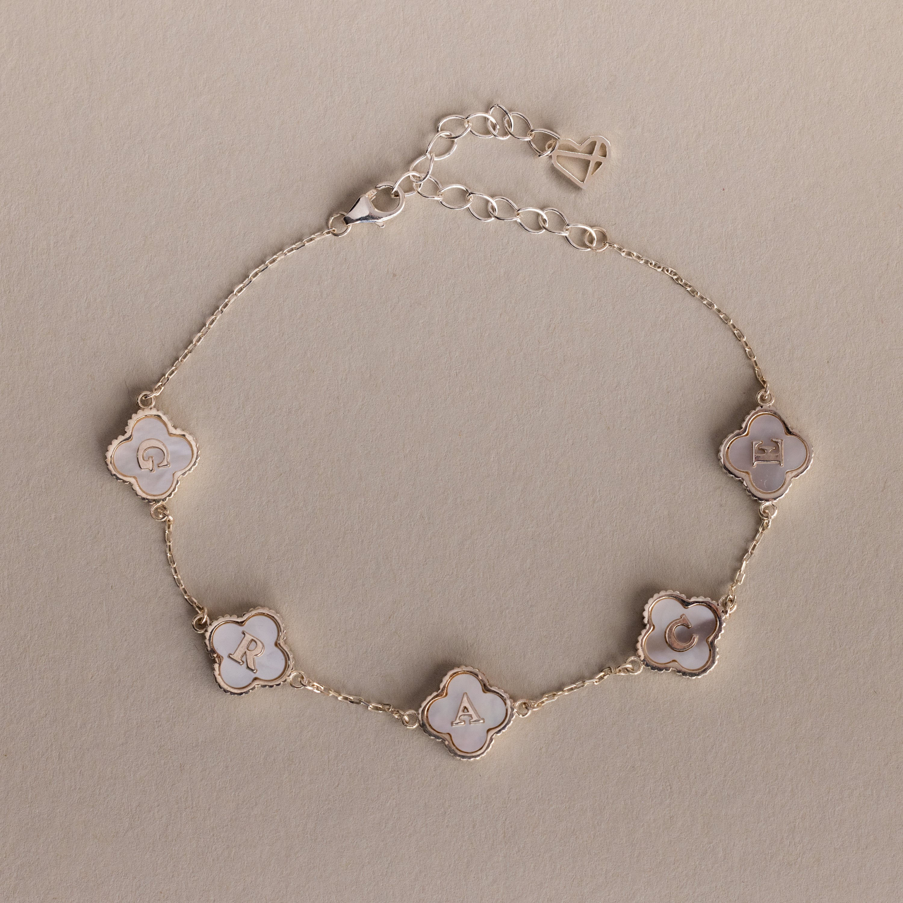 Pearl Clover Letter Bracelet