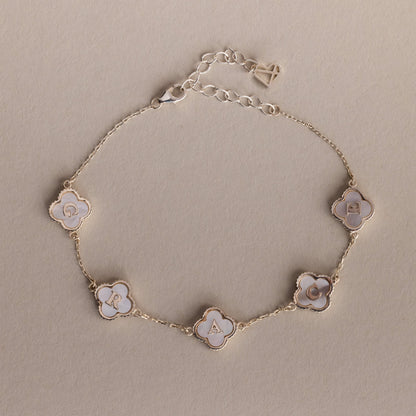 Pearl Clover Letter Bracelet