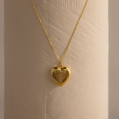Fingerprint Heart Locket Necklace