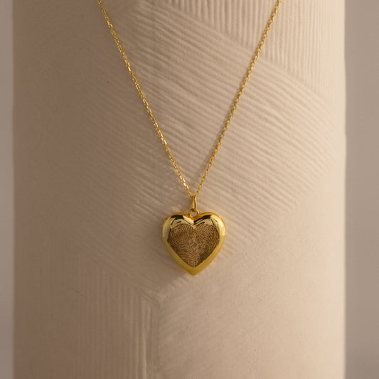 Fingerprint Heart Locket Necklace