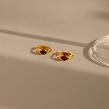 Rhombus Birthstone Huggies