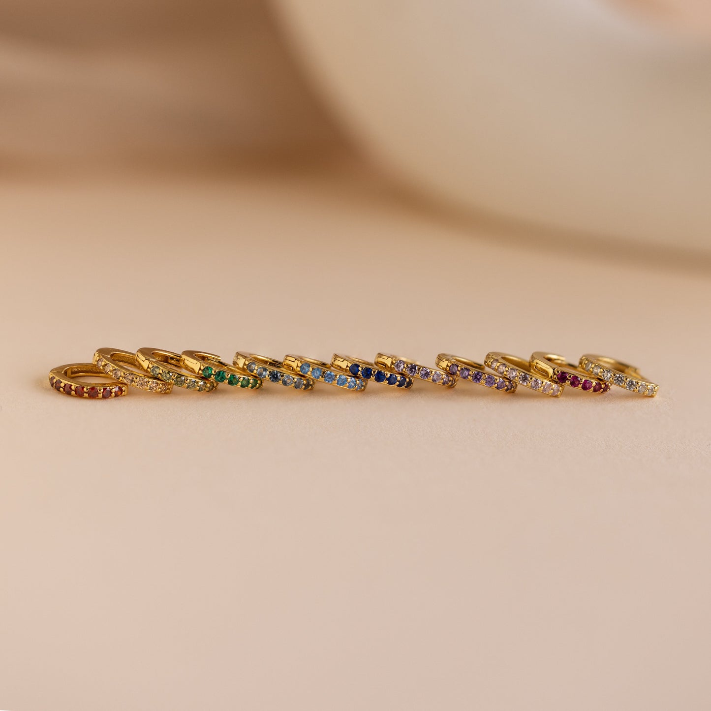 Dainty Pave Birthstone Huggies