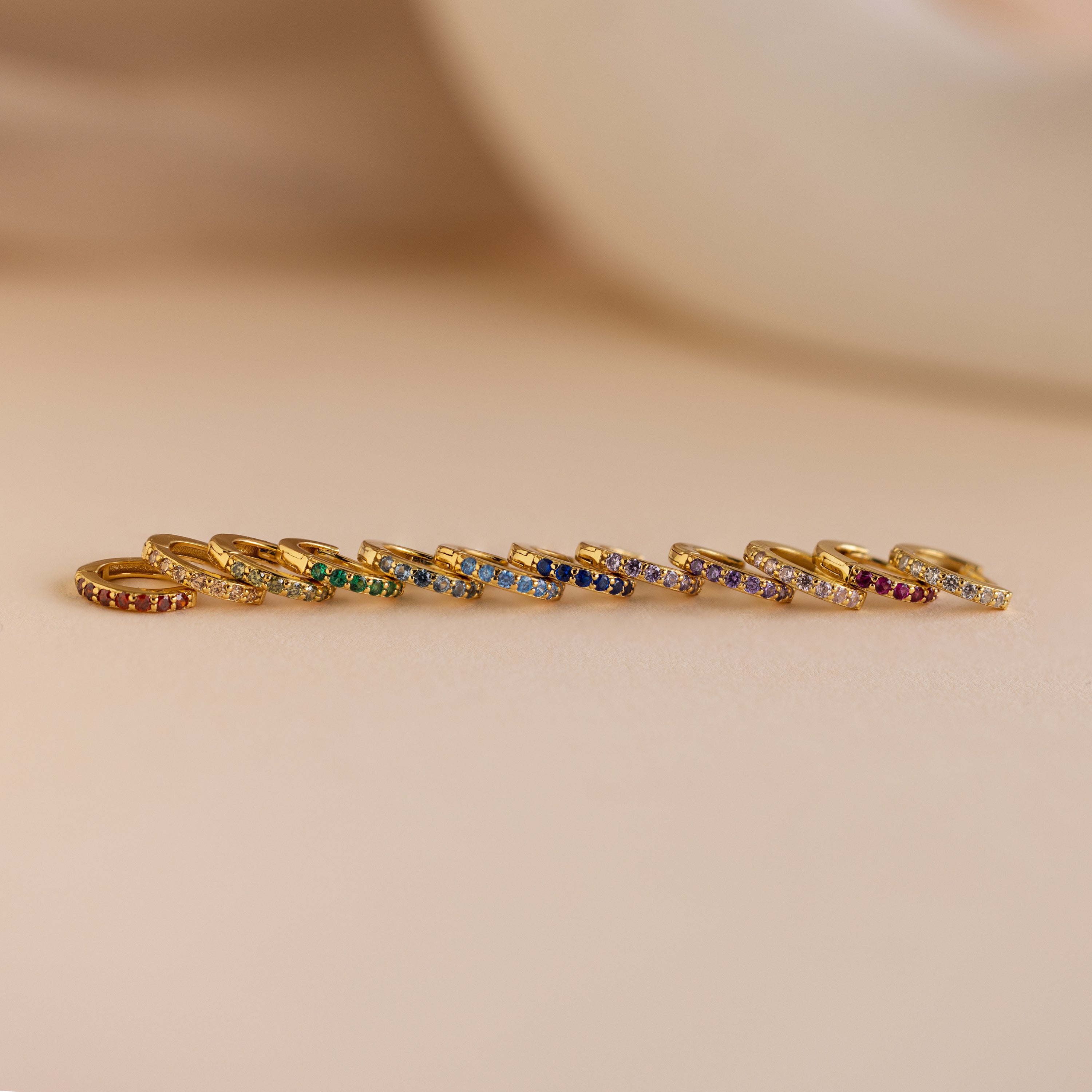 Dainty Pave Birthstone Huggies