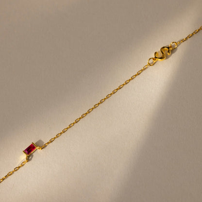 Initial Baguette Birthstone Necklace