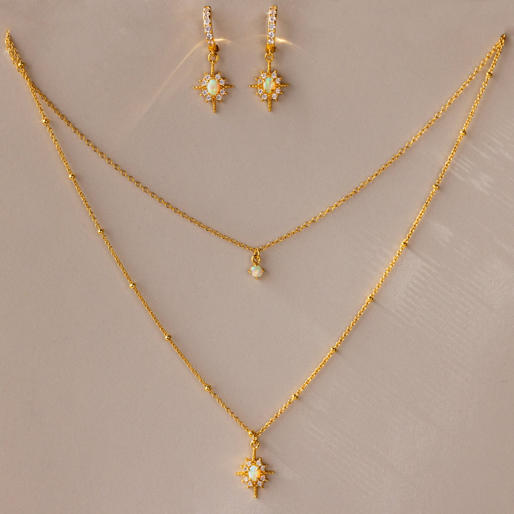 Opal Star Necklace & Earrings Set