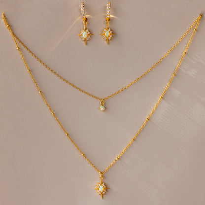 Opal Star Necklace & Earrings Set