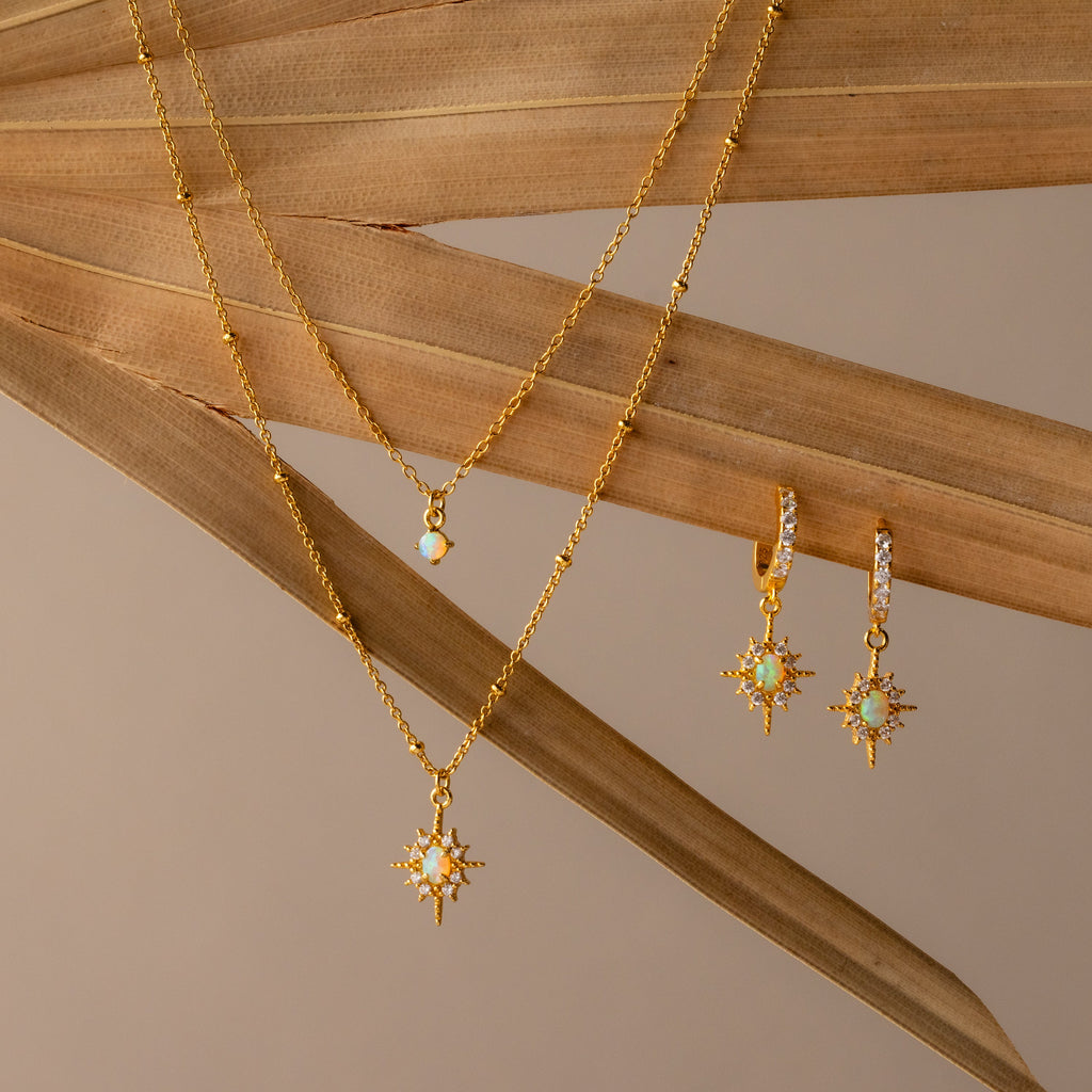 Opal Star Necklace & Earrings Set