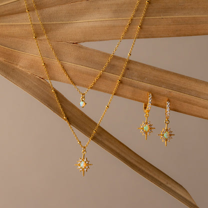 Opal Star Necklace & Earrings Set