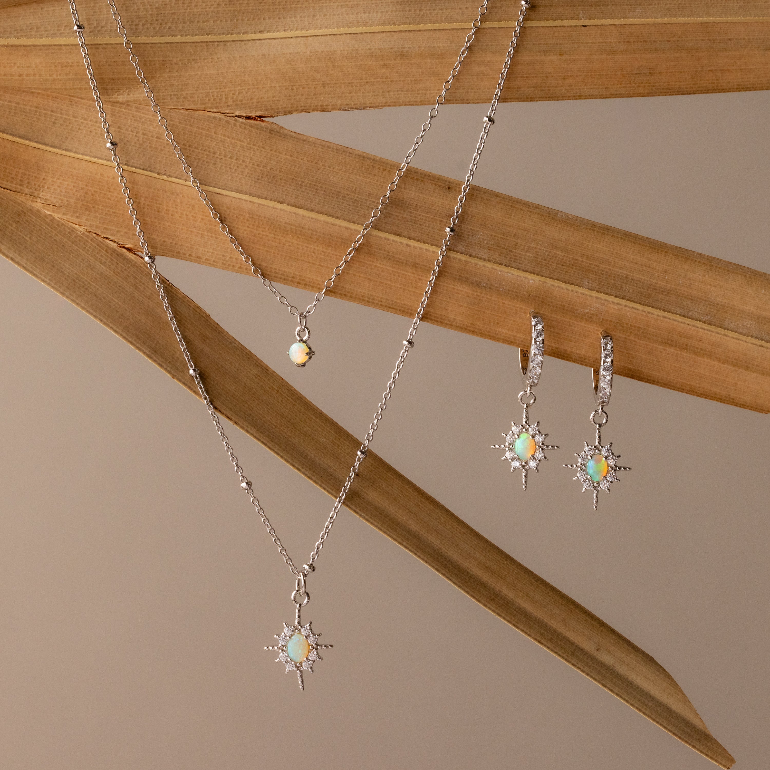 Opal Star Necklace & Earrings Set