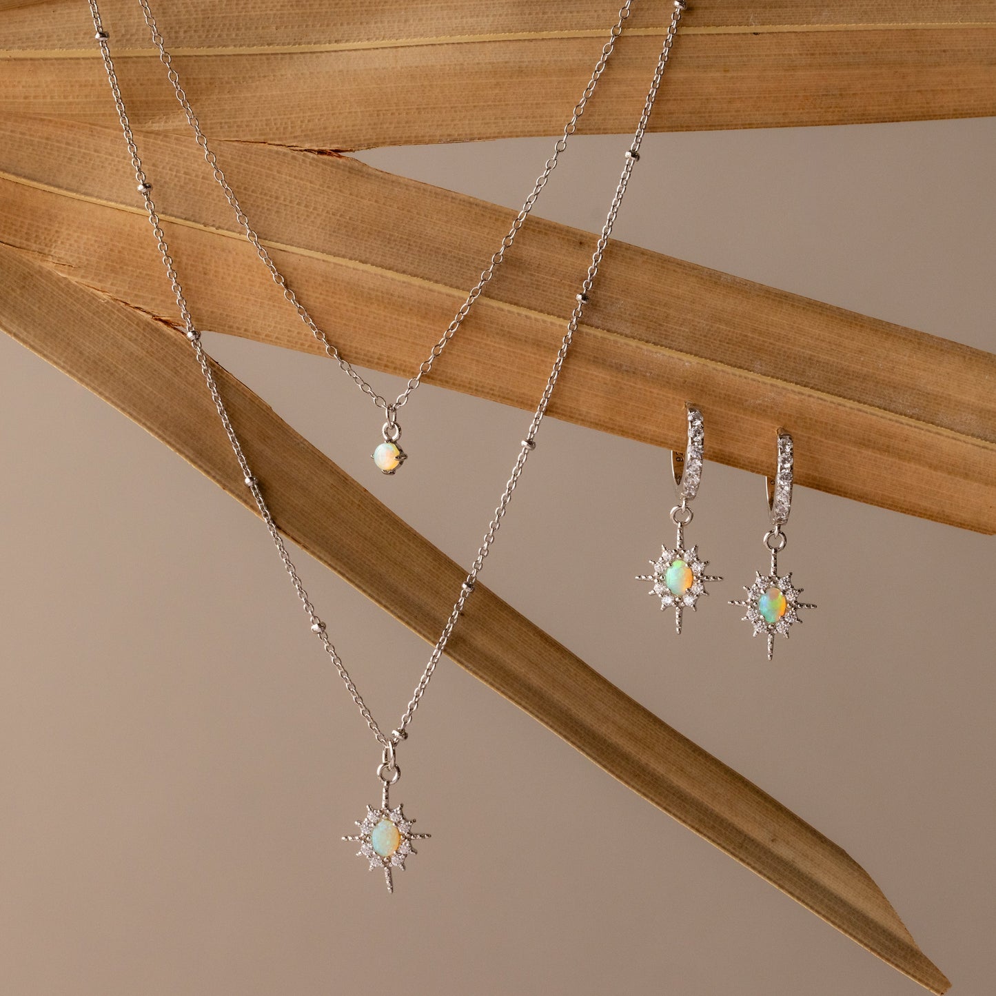 Opal Star Necklace & Earrings Set