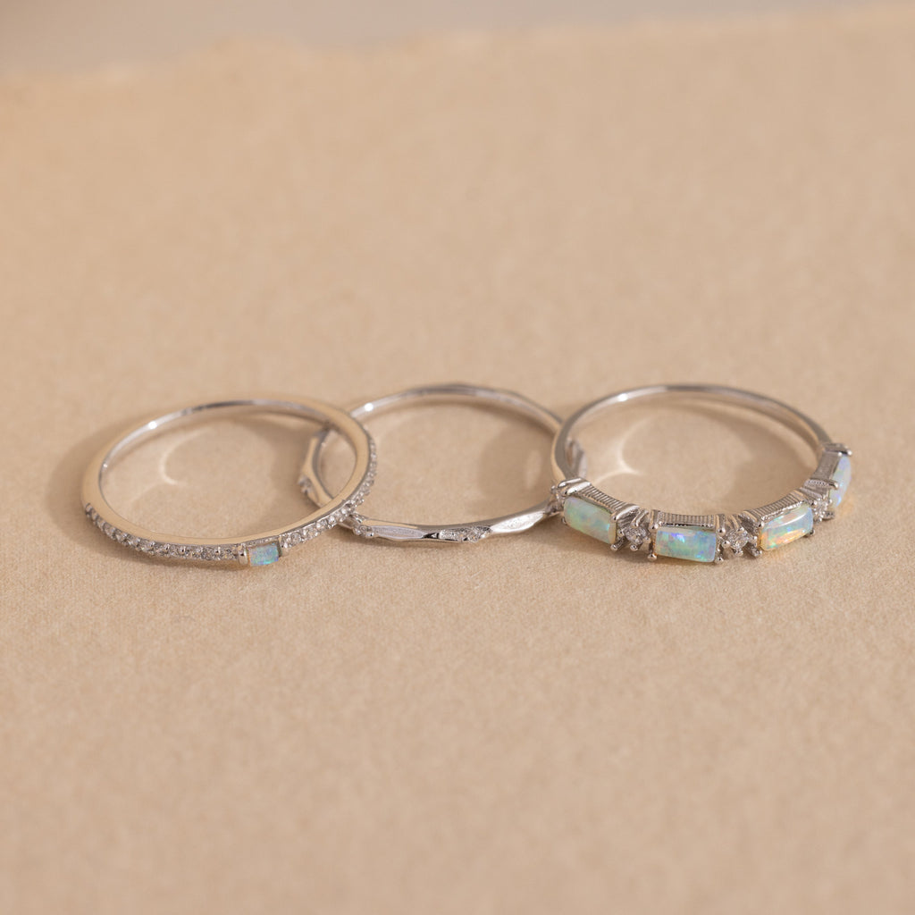 Pave Opal Ring Set