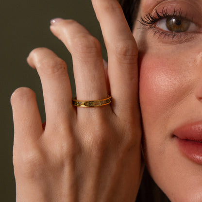 Peridot Inlay Eternity Ring
