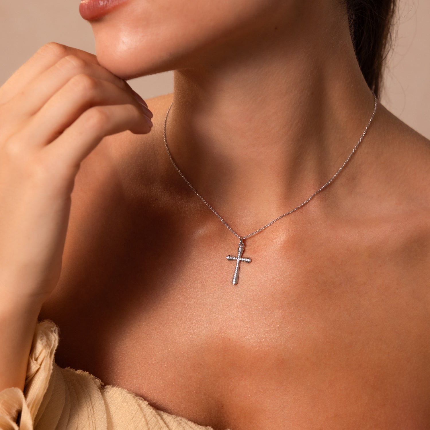 Solace Pave Cross Necklace