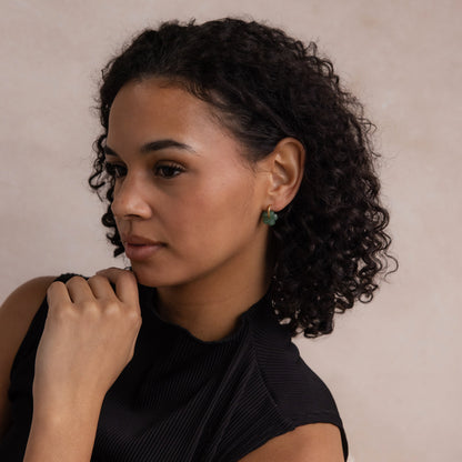 Jade Flower Hoops