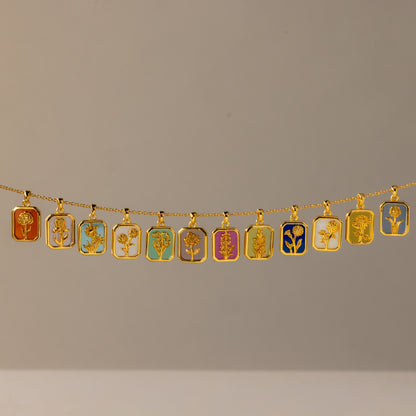 Birth Flower Charm Necklace
