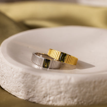 Olive Peridot Signet Ring