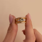 Agate Diamond Rings Set