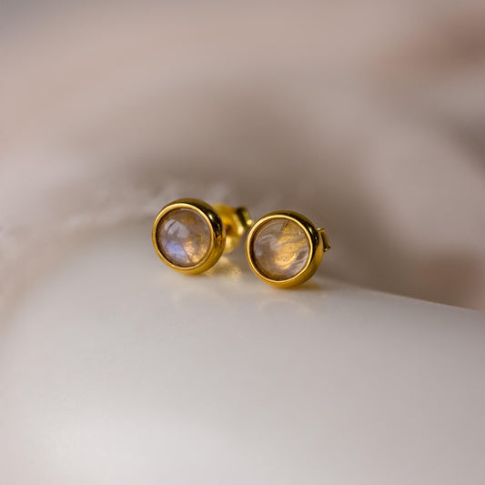 Moonstone Bezel Studs