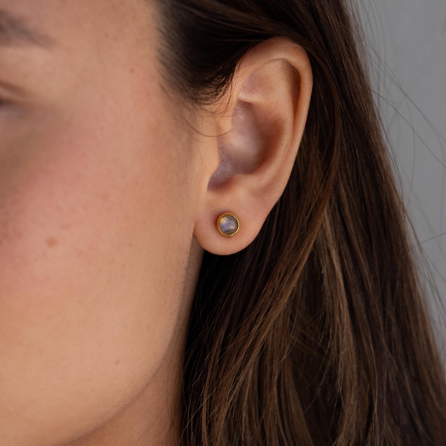 Moonstone Bezel Studs