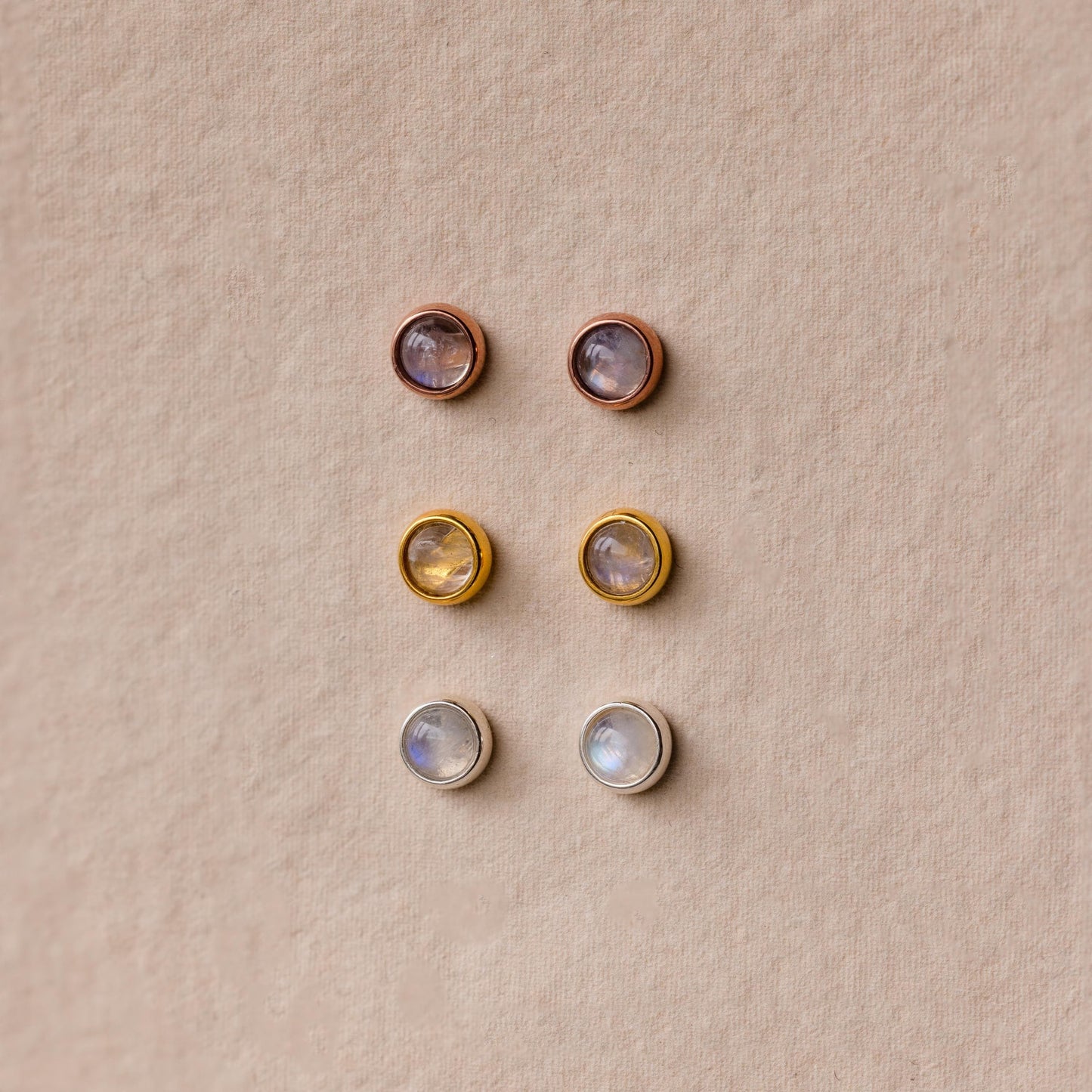 Moonstone Bezel Studs