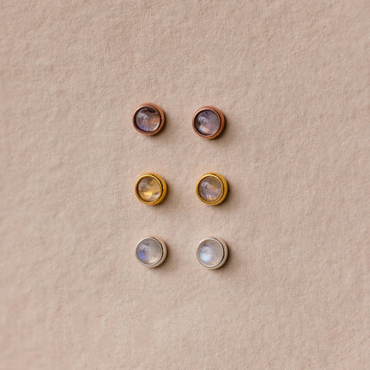 Moonstone Bezel Studs
