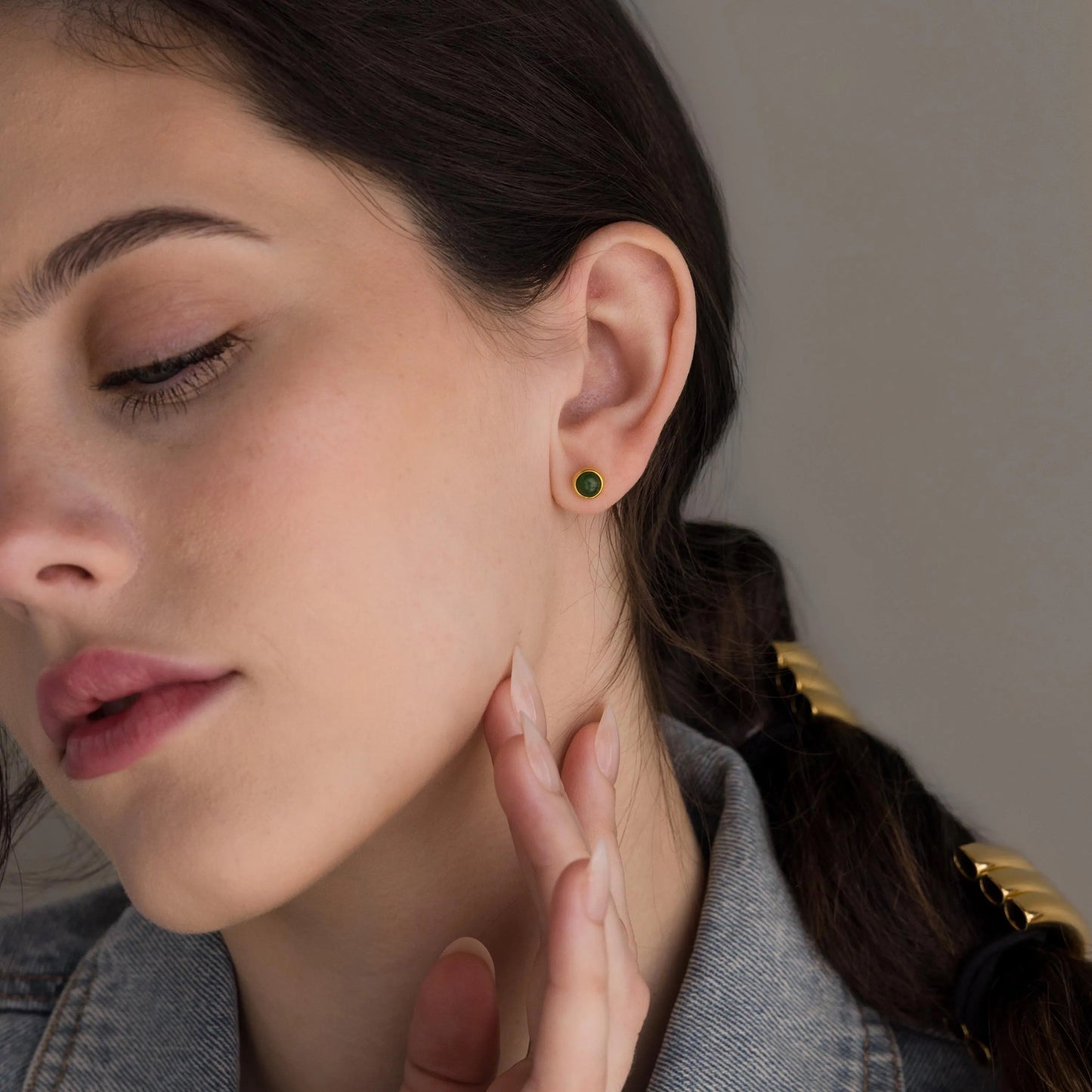 Jade Bezel Studs