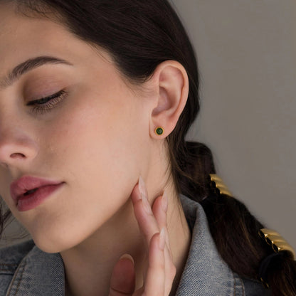 Jade Bezel Studs