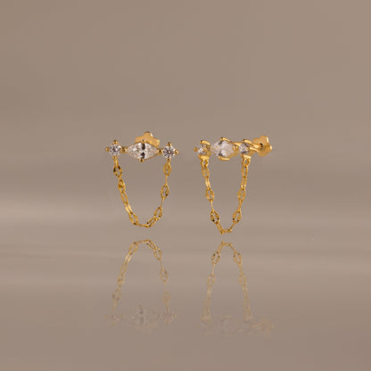Diamond Marquise Chain Flat Back Studs