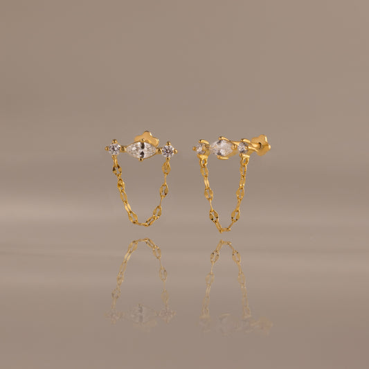 Diamond Marquise Chain Flat Back Studs