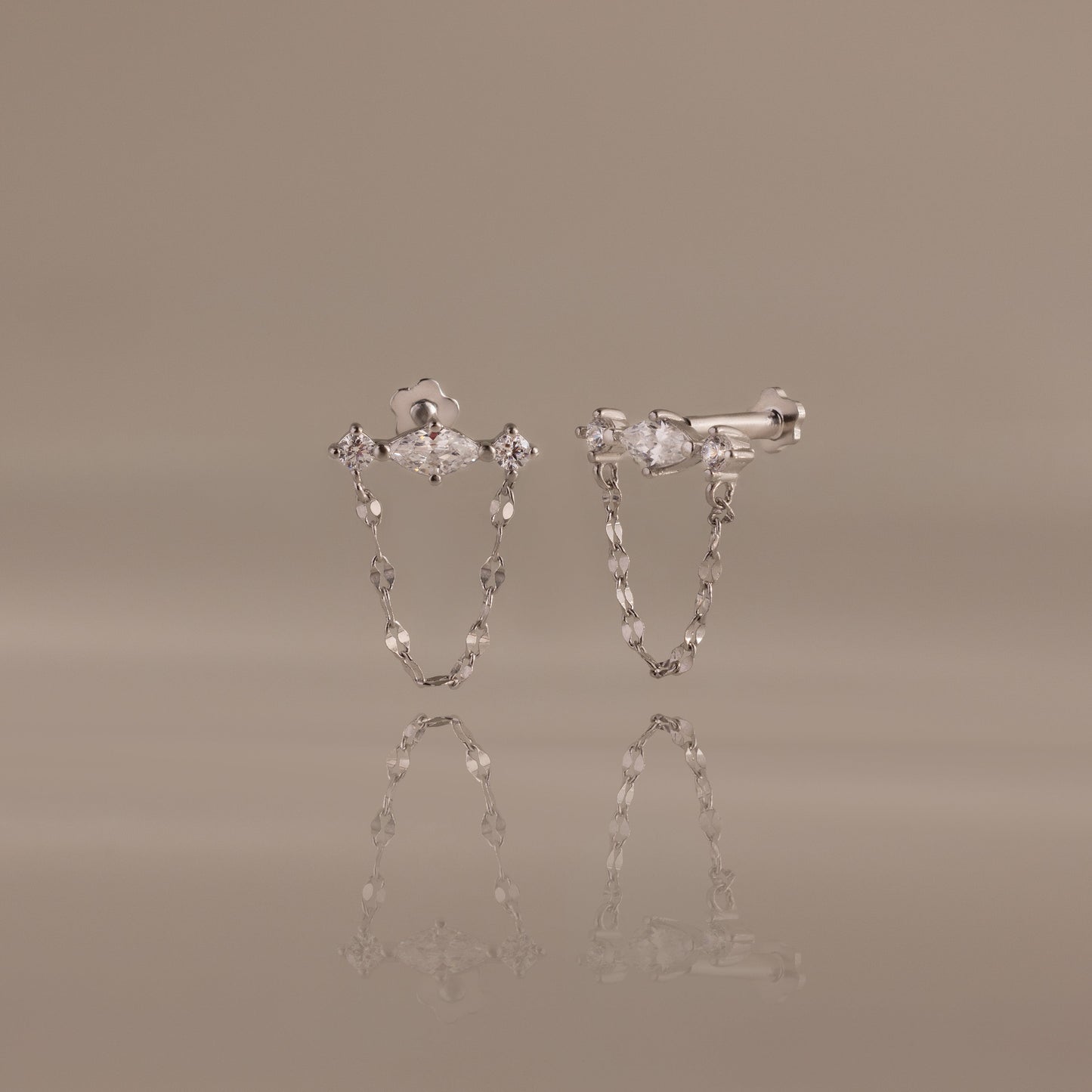 Diamond Marquise Chain Flat Back Studs
