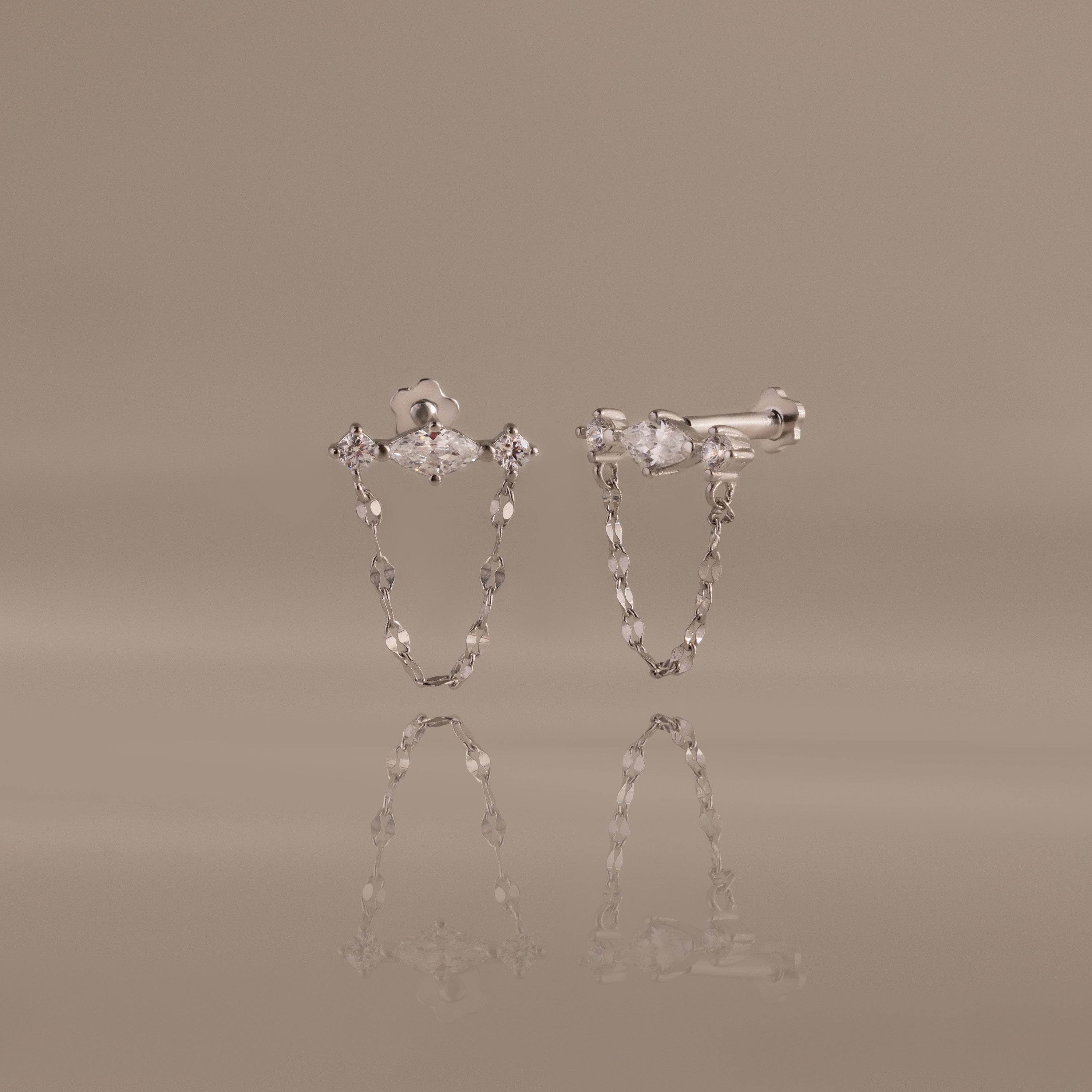 Diamond Marquise Chain Flat Back Studs