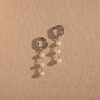 Abstract Pearl Trio Drop Earrings