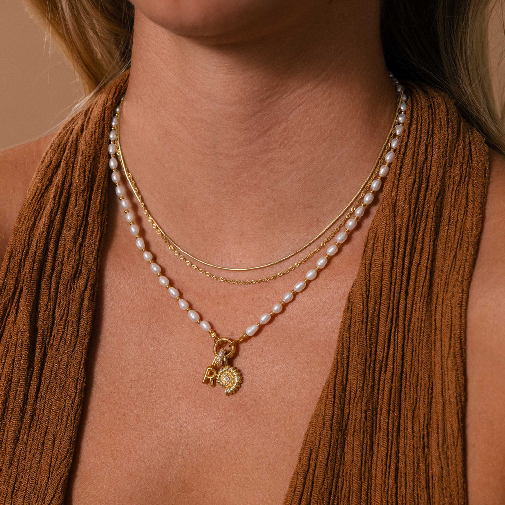 Pearl Station Beaded Charm Necklace