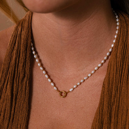 Pearl Station Beaded Charm Necklace