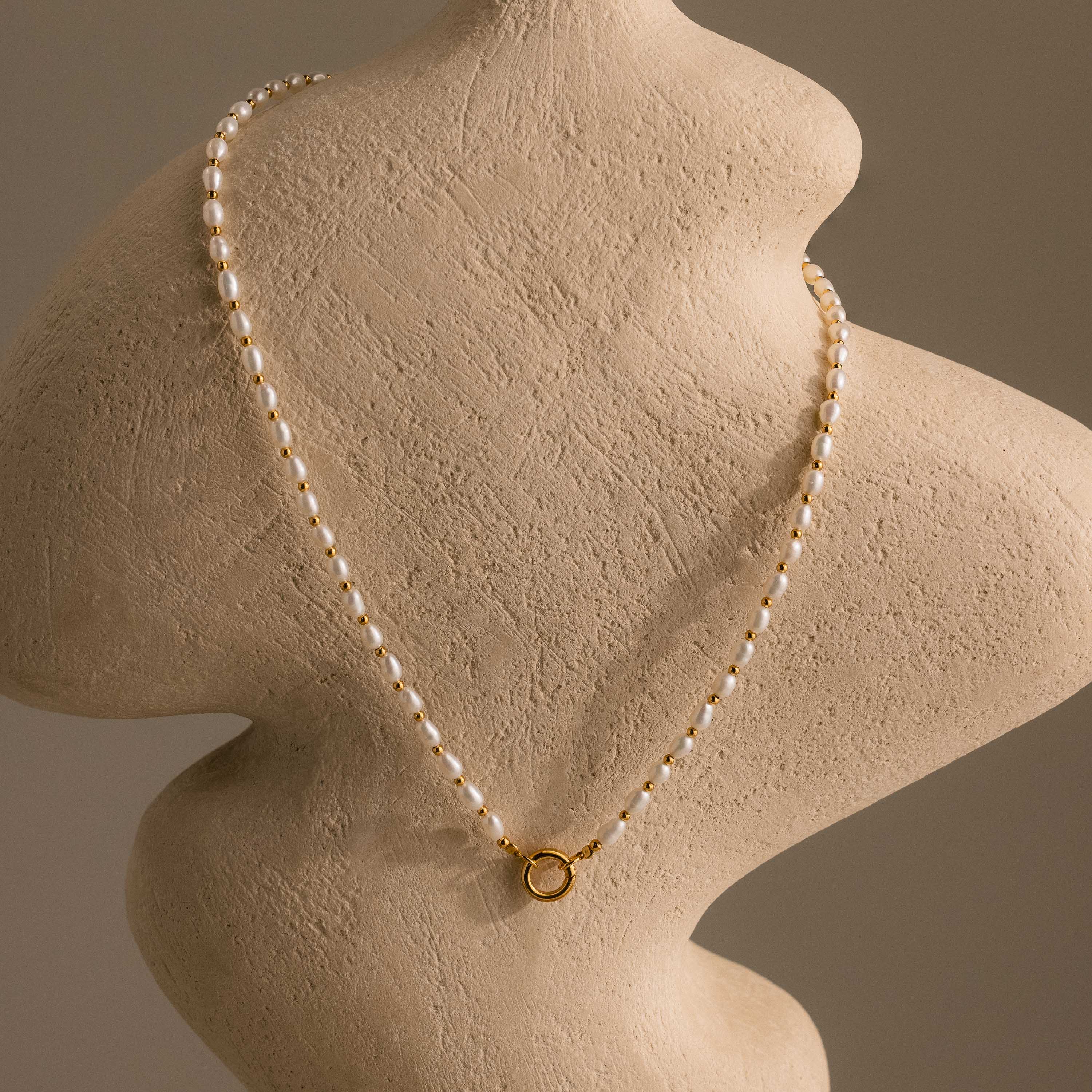 Pearl Station Beaded Charm Necklace
