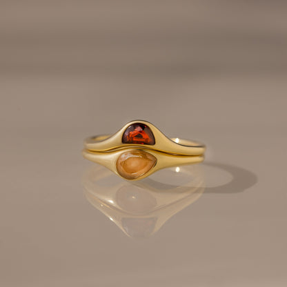 Sculpted Toi et Moi Ring Set