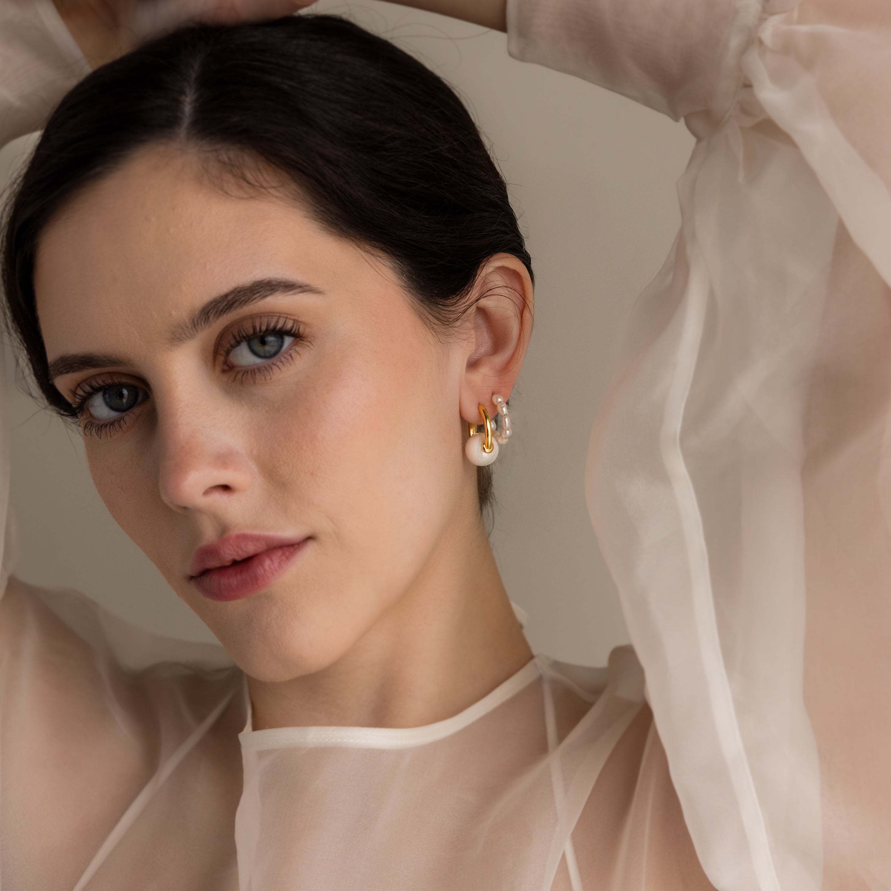 Bold Round Pearl Hoops