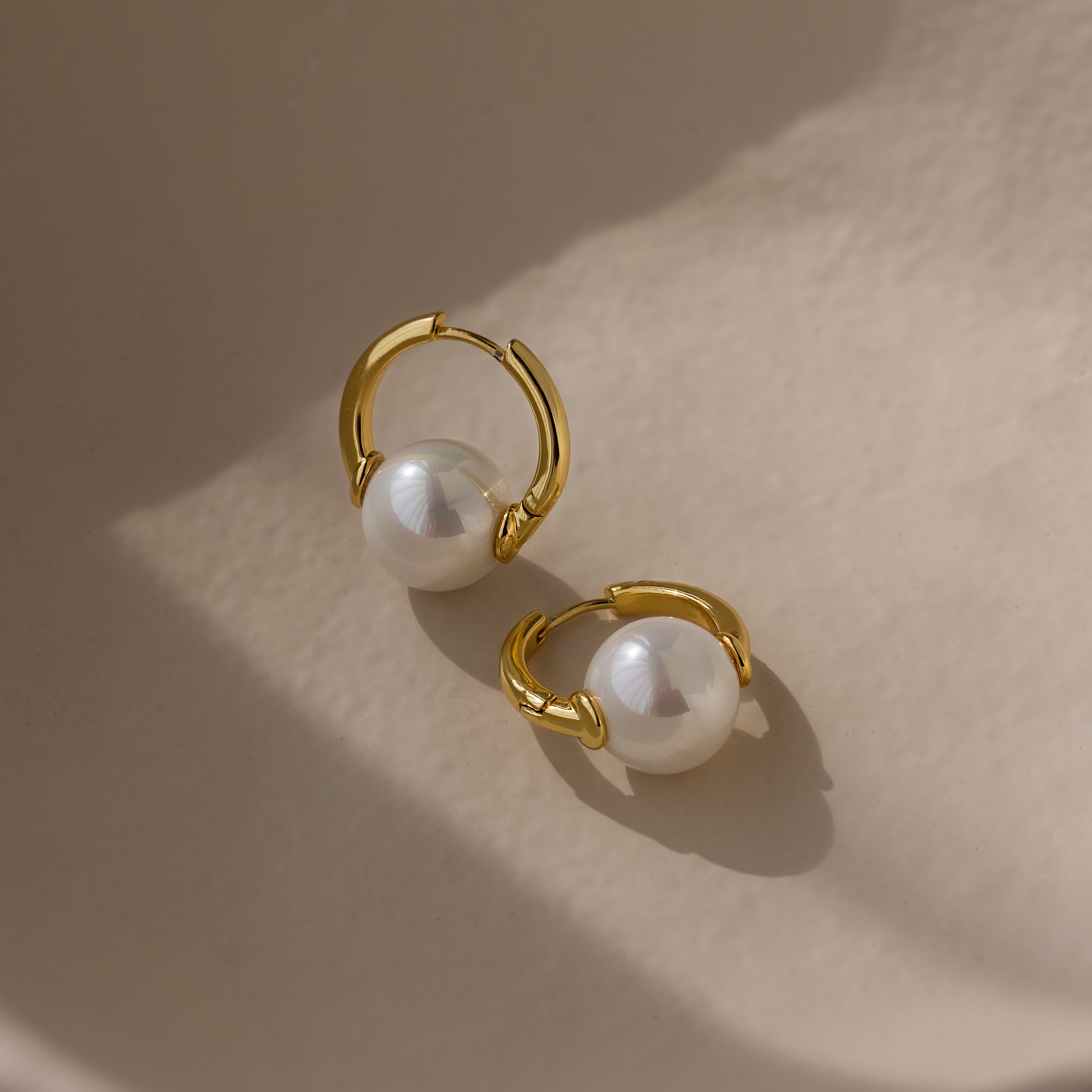 Bold Round Pearl Hoops