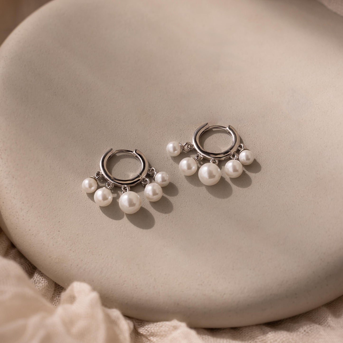 Pearl Chandelier Huggies