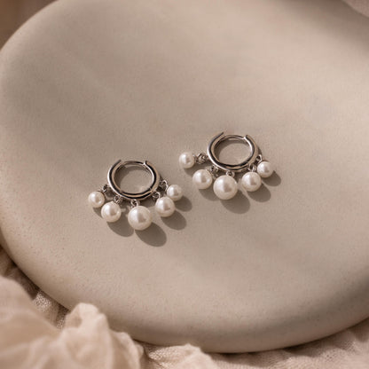 Pearl Chandelier Huggies