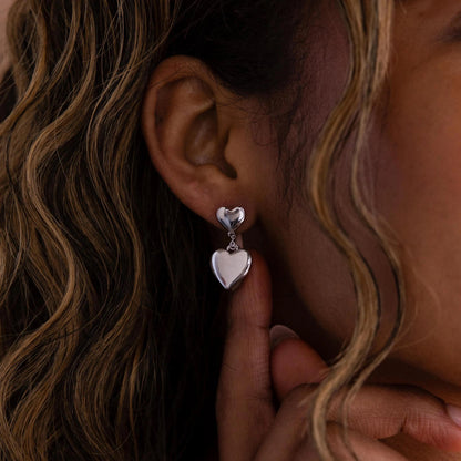 Duo Heart Drop Studs