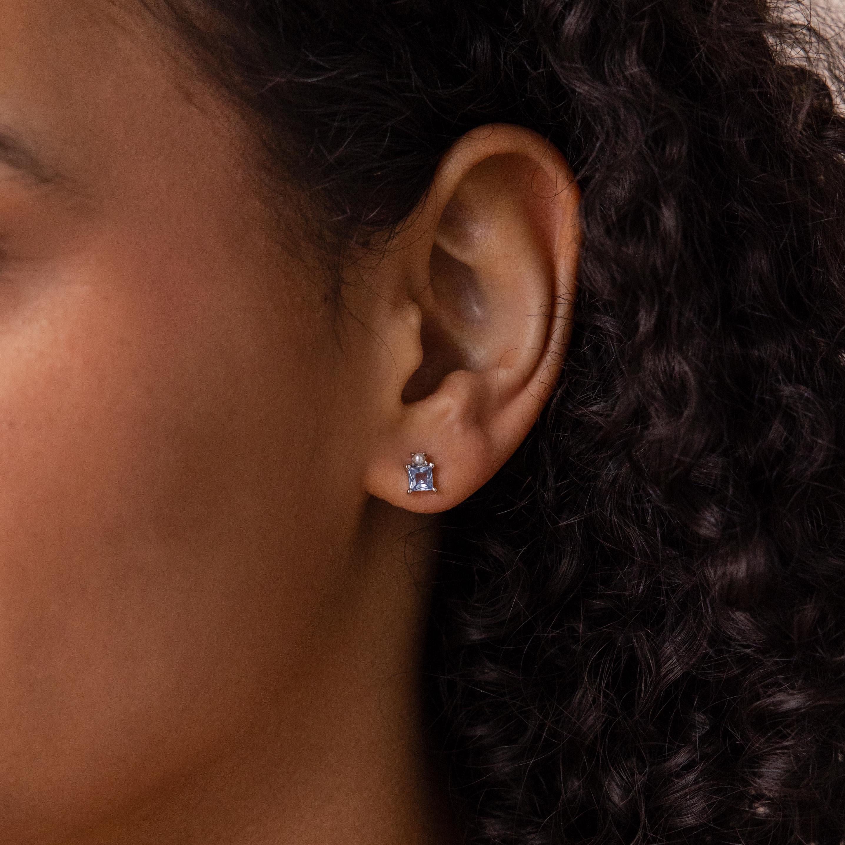Aquamarine Pearl Studs
